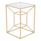 23" Gold And Clear Glass Square End Table