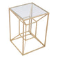 23" Gold And Clear Glass Square End Table