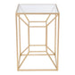 23" Gold And Clear Glass Square End Table