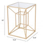 23" Gold And Clear Glass Square End Table