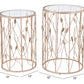 Set of Two Leaf Gold and Glass Side Tables