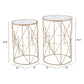 Set of Two Geometric Gold and Glass Side Tables