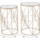 Set of Two Geometric Gold and Glass Side Tables