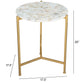 20" Gold And White Genuine Marble Look Round End Table