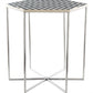 21" Silver And Black And White Stone Hexagon End Table