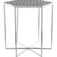 21" Silver And Black And White Stone Hexagon End Table