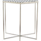 21" Silver And Black And White Stone Hexagon End Table