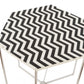 21" Silver And Black And White Stone Hexagon End Table