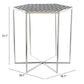 21" Silver And Black And White Stone Hexagon End Table