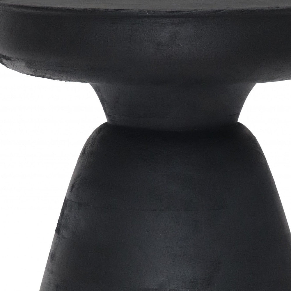 18" Black Solid Wood Round End Table