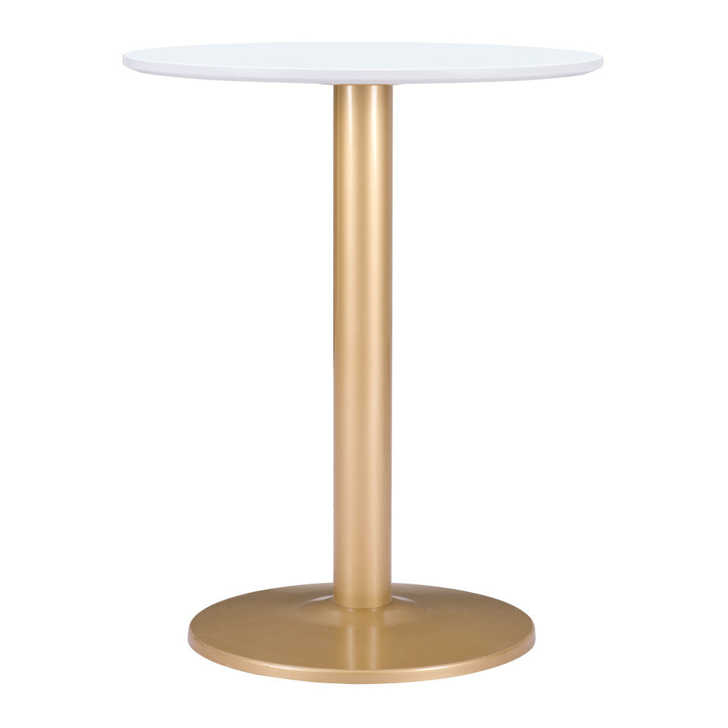 24" Gold And White Round End Table