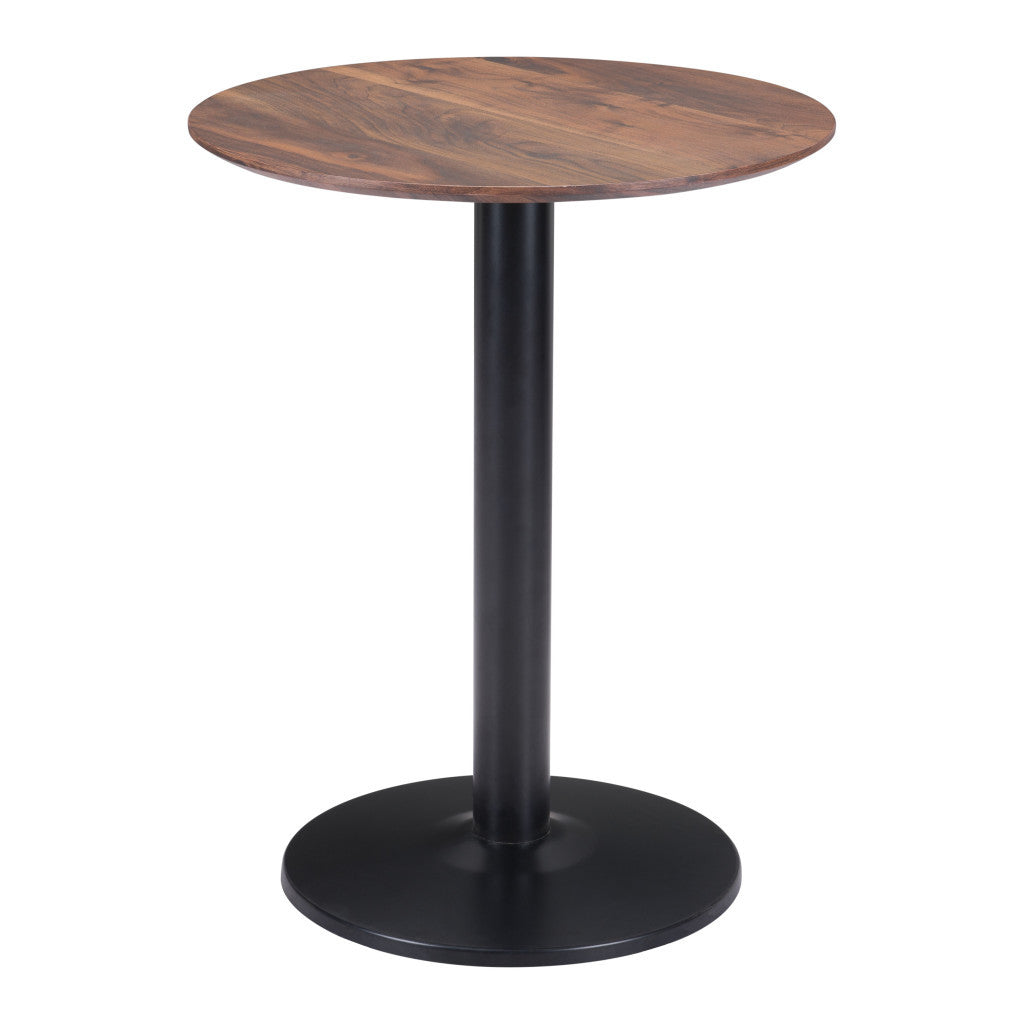 24" Black And Brown Round End Table