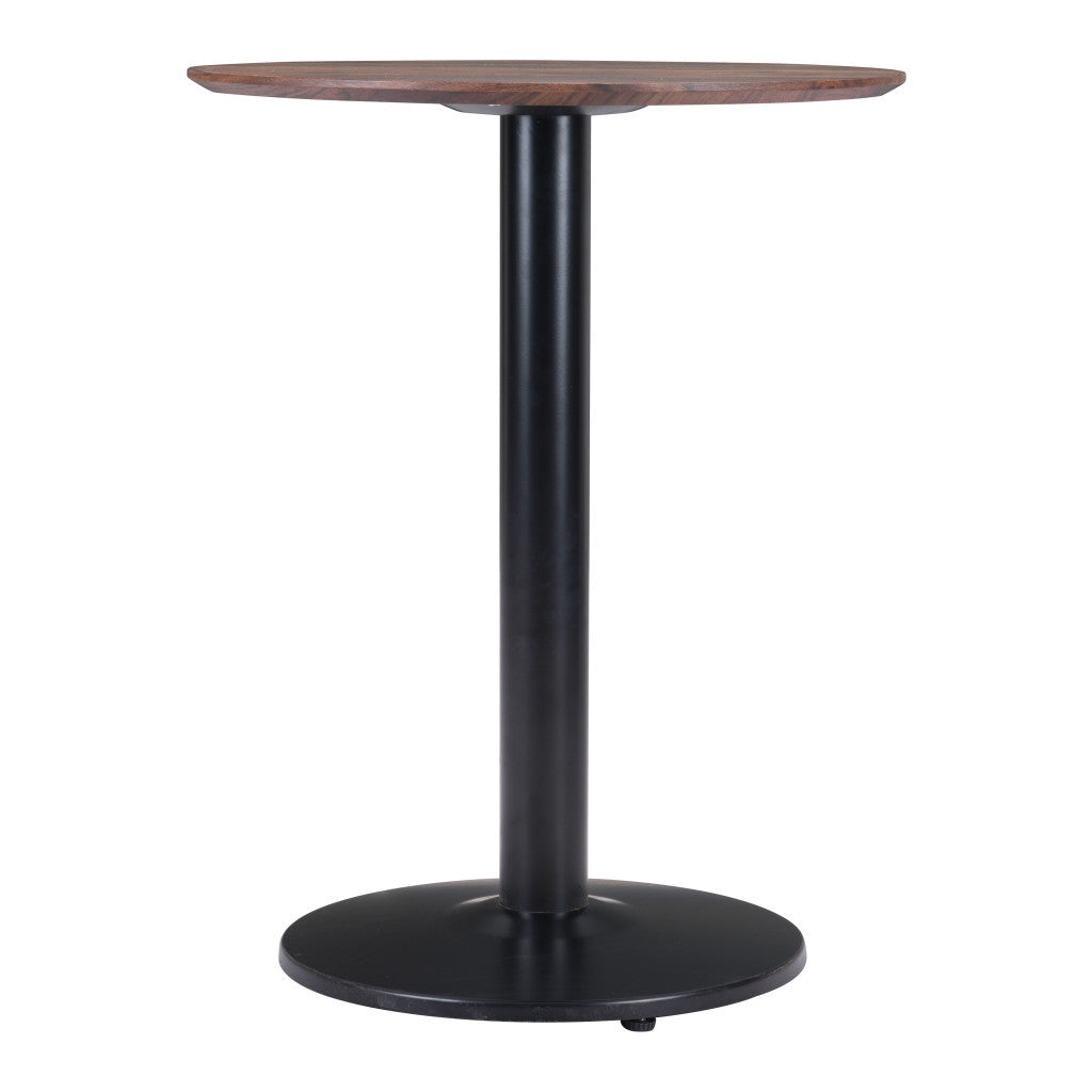 24" Black And Brown Round End Table