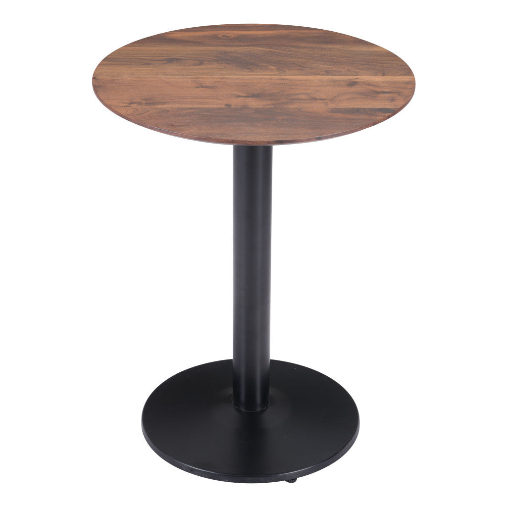 24" Black And Brown Round End Table