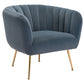 30" Gray And Gold Velvet Tufted Club Chair