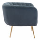 30" Gray And Gold Velvet Tufted Club Chair