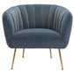 30" Gray And Gold Velvet Tufted Club Chair