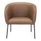 28" Brown Faux Leather And Gold Arm Chair