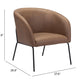 28" Brown Faux Leather And Gold Arm Chair