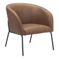 28" Brown Faux Leather And Gold Arm Chair