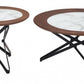 Set Of Two 32" Black Glass Round Bunching Coffee Tables