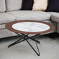 Set Of Two 32" Black Glass Round Bunching Coffee Tables