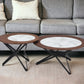 Set Of Two 32" Black Glass Round Bunching Coffee Tables