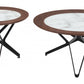 Set Of Two 32" Black Glass Round Bunching Coffee Tables