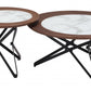 Set Of Two 32" Black Glass Round Bunching Coffee Tables