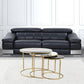 Set of Three 28" Light Gray And Gold Genuine Marble And Steel Round Nested Coffee Tables