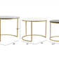 Set of Three 28" Light Gray And Gold Genuine Marble And Steel Round Nested Coffee Tables