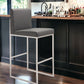 31" Gray And Silver Faux Leather And Steel Low Back Bar Height Bar Chair