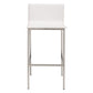 Set of Two 30" White And Silver Steel Low Back Bar Height Bar Chairs
