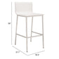 Set of Two 30" White And Silver Steel Low Back Bar Height Bar Chairs