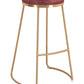 Set of Two 31" Burgundy And Gold Steel Backless Bar Height Bar Chairs