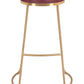 Set of Two 31" Burgundy And Gold Steel Backless Bar Height Bar Chairs