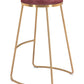 Set of Two 31" Burgundy And Gold Steel Backless Bar Height Bar Chairs