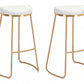 Set of Two 31" White And Gold Steel Backless Bar Height Bar Chairs