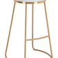 Set of Two 31" White And Gold Steel Backless Bar Height Bar Chairs