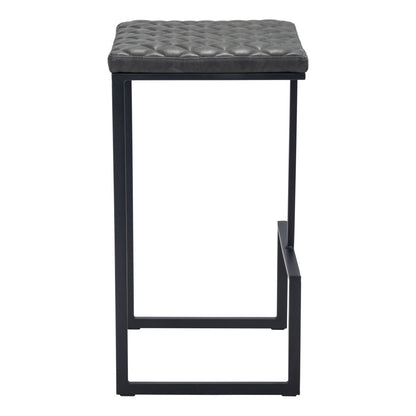 30" Gray And Black Steel Backless Bar Height Bar Chair