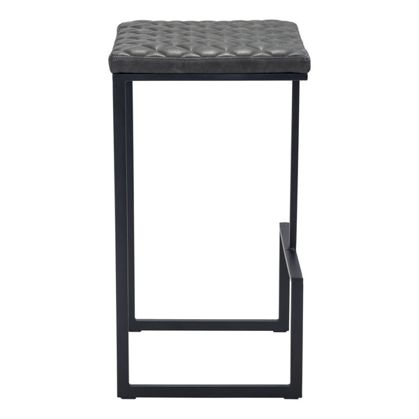 30 Gray And Black Steel Backless Bar Height Bar Chair