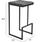 30" Gray And Black Steel Backless Bar Height Bar Chair