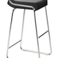 Set of Two 32" Black And Silver Faux Leather And Steel Backless Bar Height Bar Chairs