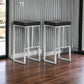 Set of Two 30" Black And Silver Steel Backless Bar Height Bar Chairs