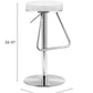 31" White And Silver Steel Swivel Backless Bar Height Bar Chair