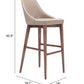 30" Beige And Brown Solid Wood Low Back Bar Height Bar Chair