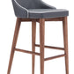 30" Gray And Brown Solid Wood Low Back Bar Height Bar Chair