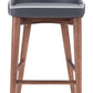 30" Gray And Brown Solid Wood Low Back Bar Height Bar Chair