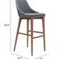 30" Gray And Brown Solid Wood Low Back Bar Height Bar Chair