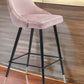 30" Pink And Black Velvet And Steel Bar Height Bar Chair